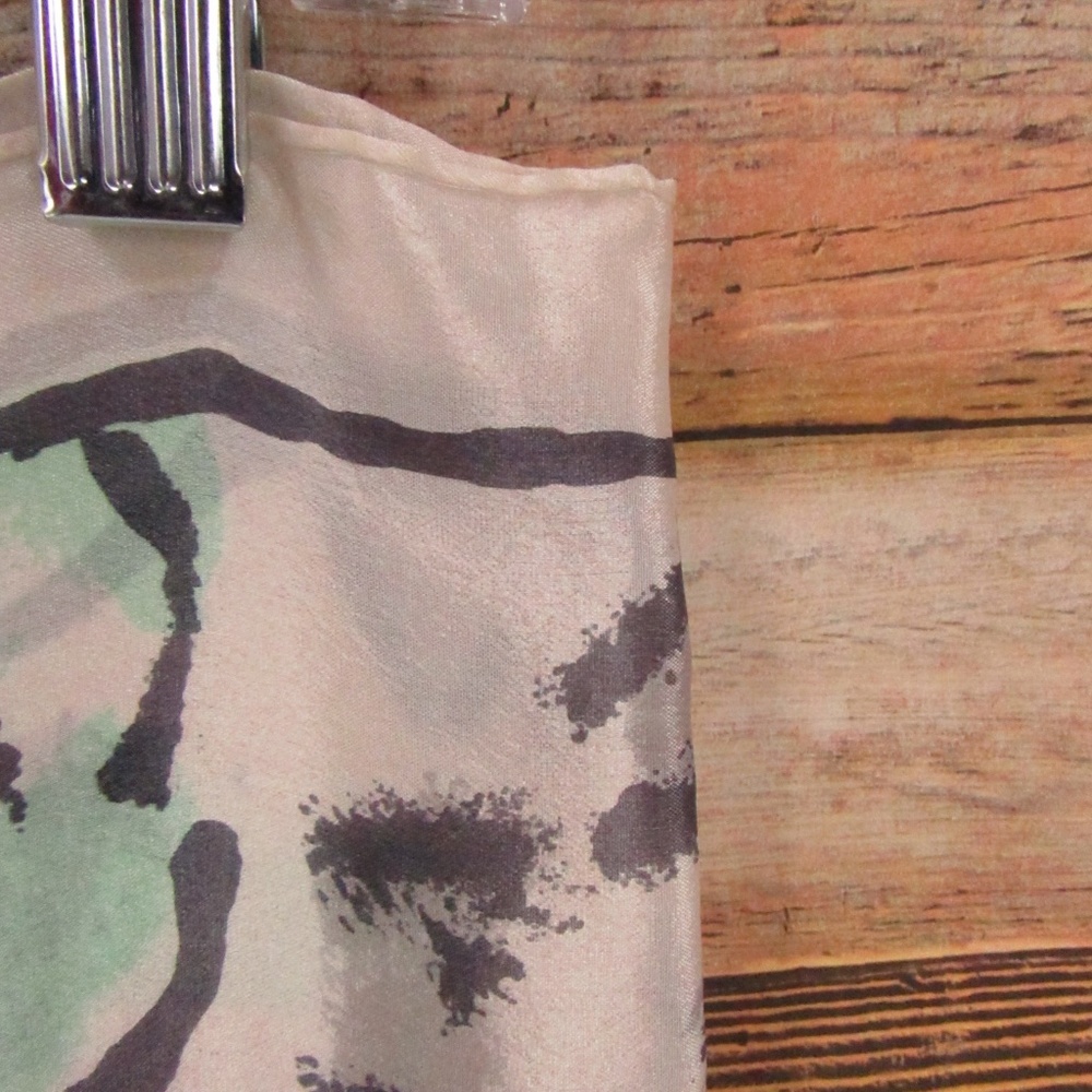 ECHO White/Mint Green/Gray Silk Scarf 31" x 31" - Picture 6 of 13